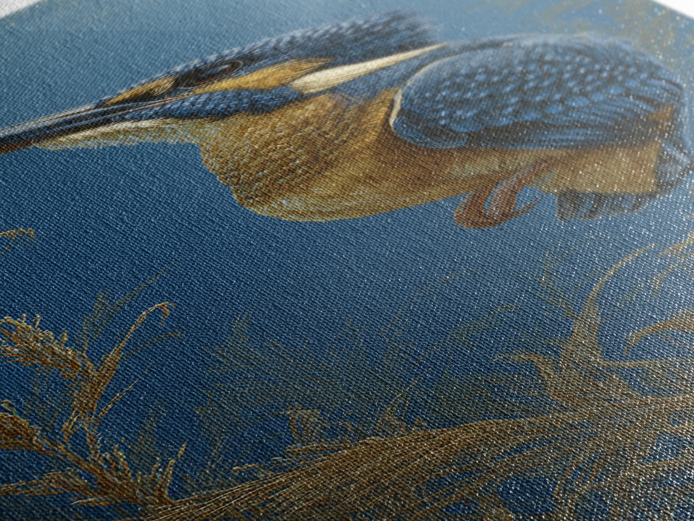 Kingfisher Diving Toward Blue Water Framed Canvas Print, Bird Art, Bird Prints, Living Room Decor, Flight, Modern Decor, BIR-1x3-71