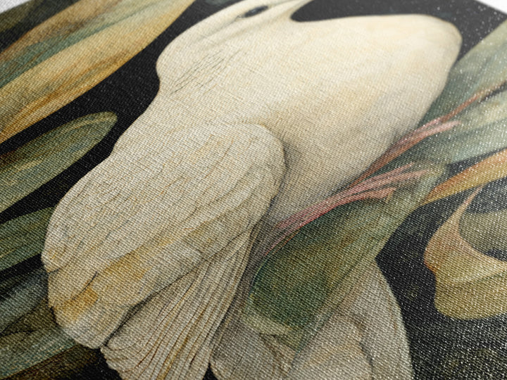 White Dove with Olive Branch and Calm Framed Canvas Print, Bird Art, Japanese Wall Art, Living Room Decor, Fine Art, Flight, BIR-1x3-76