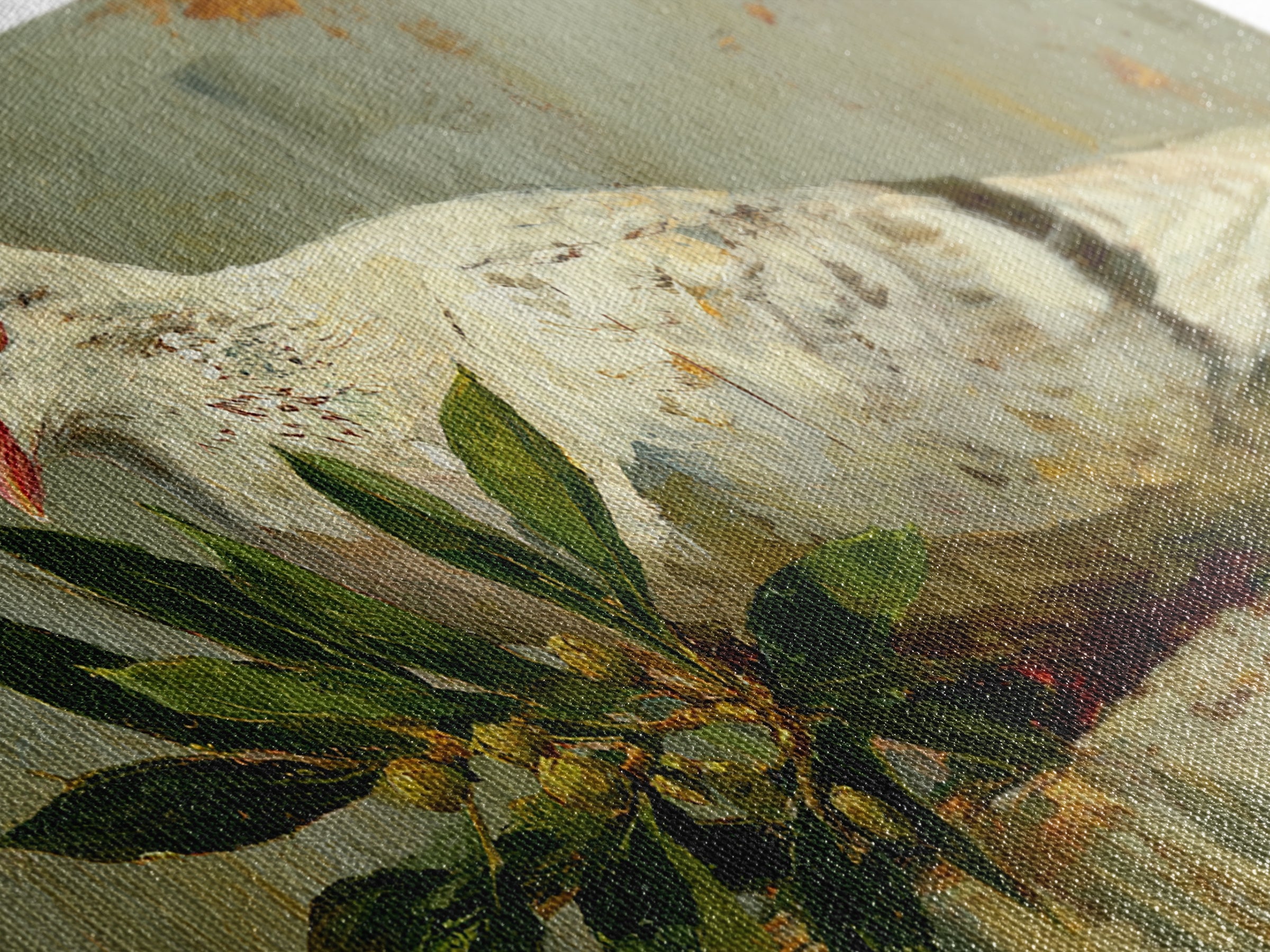 White Dove with Olive Branch and Calm Framed Canvas Print, Bird Art, Art Print, Living Room Decor, Watercolor Art, Flight, BIR-2x1-12
