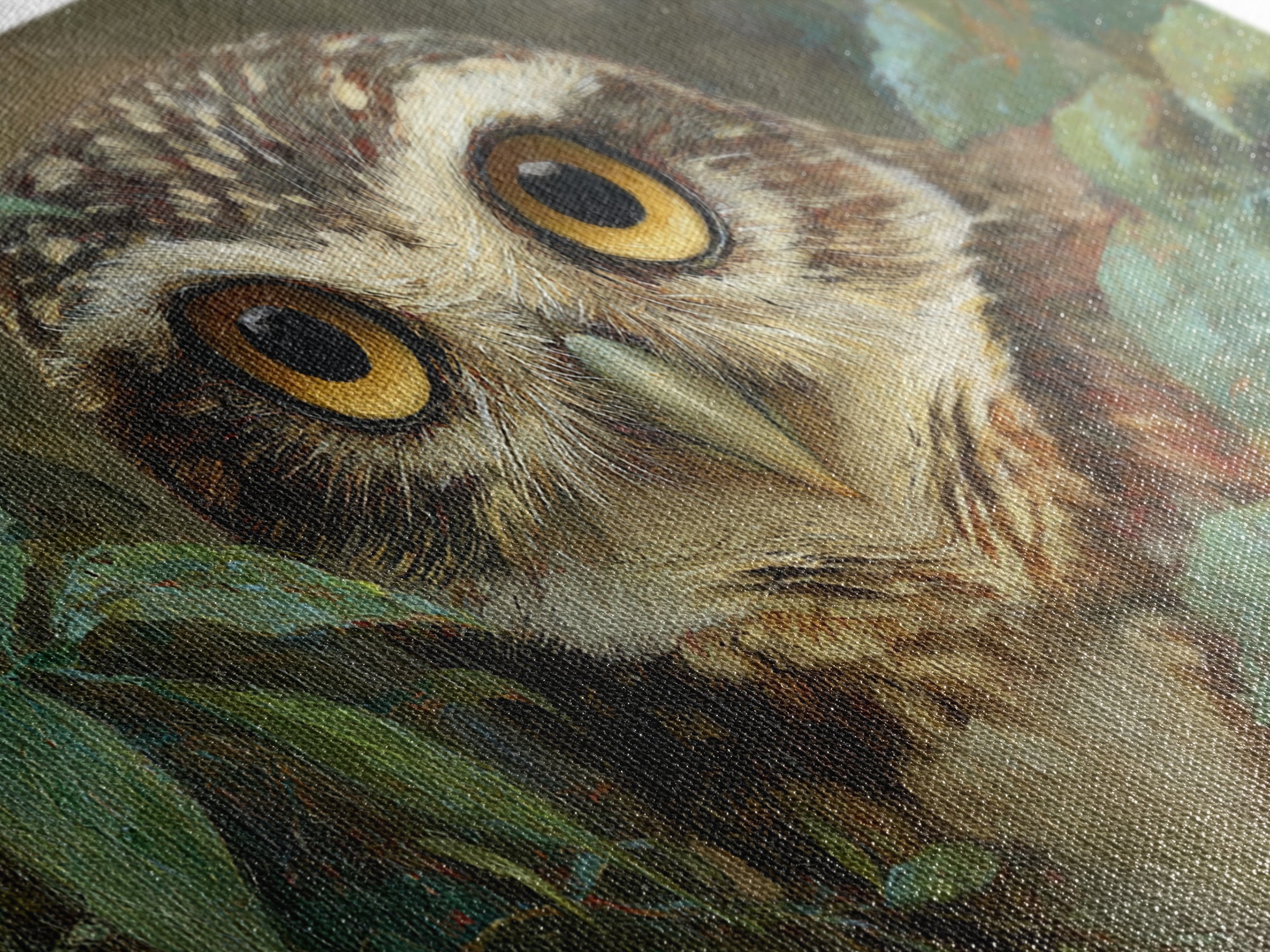Owl Portrait with Wise Golden Eyes Framed Canvas Print, Bird Art, Home Decor, Living Room Decor, Flight, Modern Wall Art, BIR-2x1-25