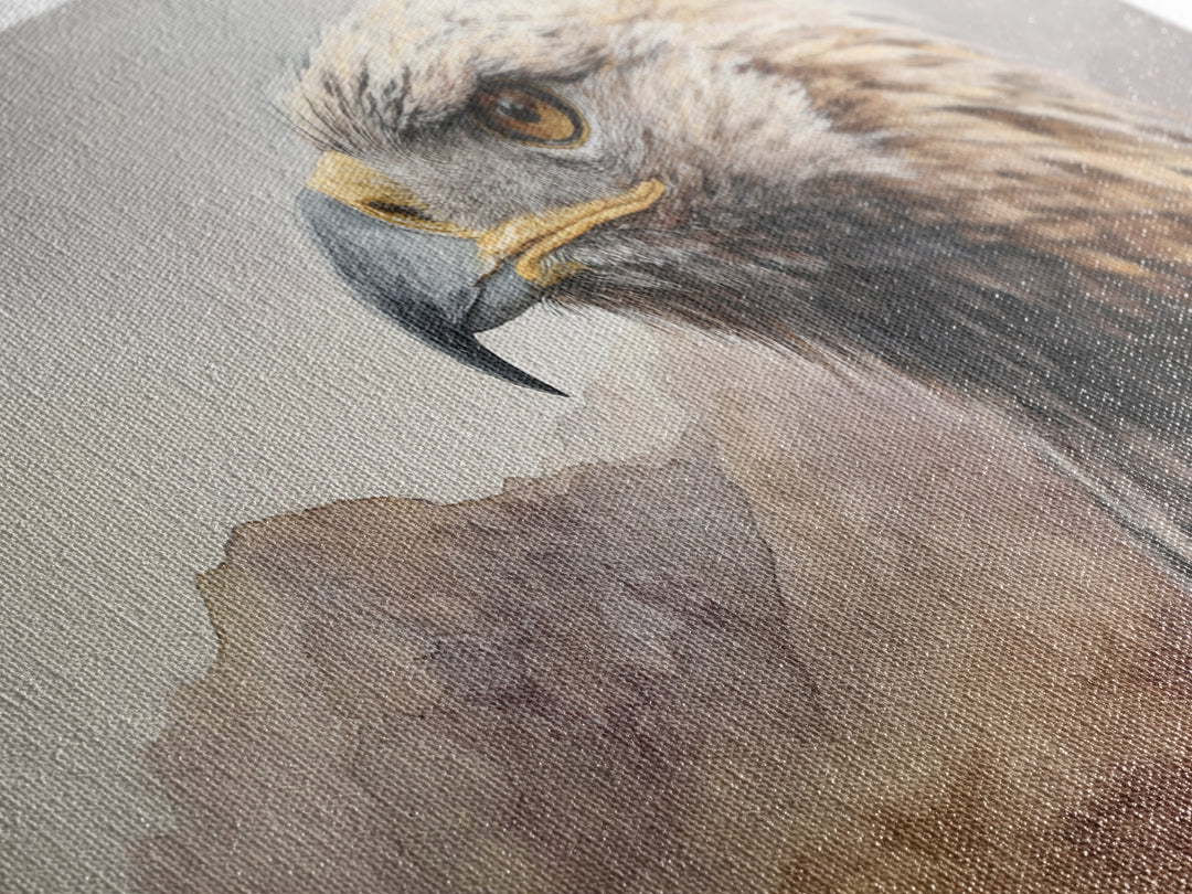 Eagle Portrait with Dramatic Mountain Wind Canvas Print, Bird Art, Contemporary Art, Living Room Decor, Oil Painting, Flight, BIR-2x1-32