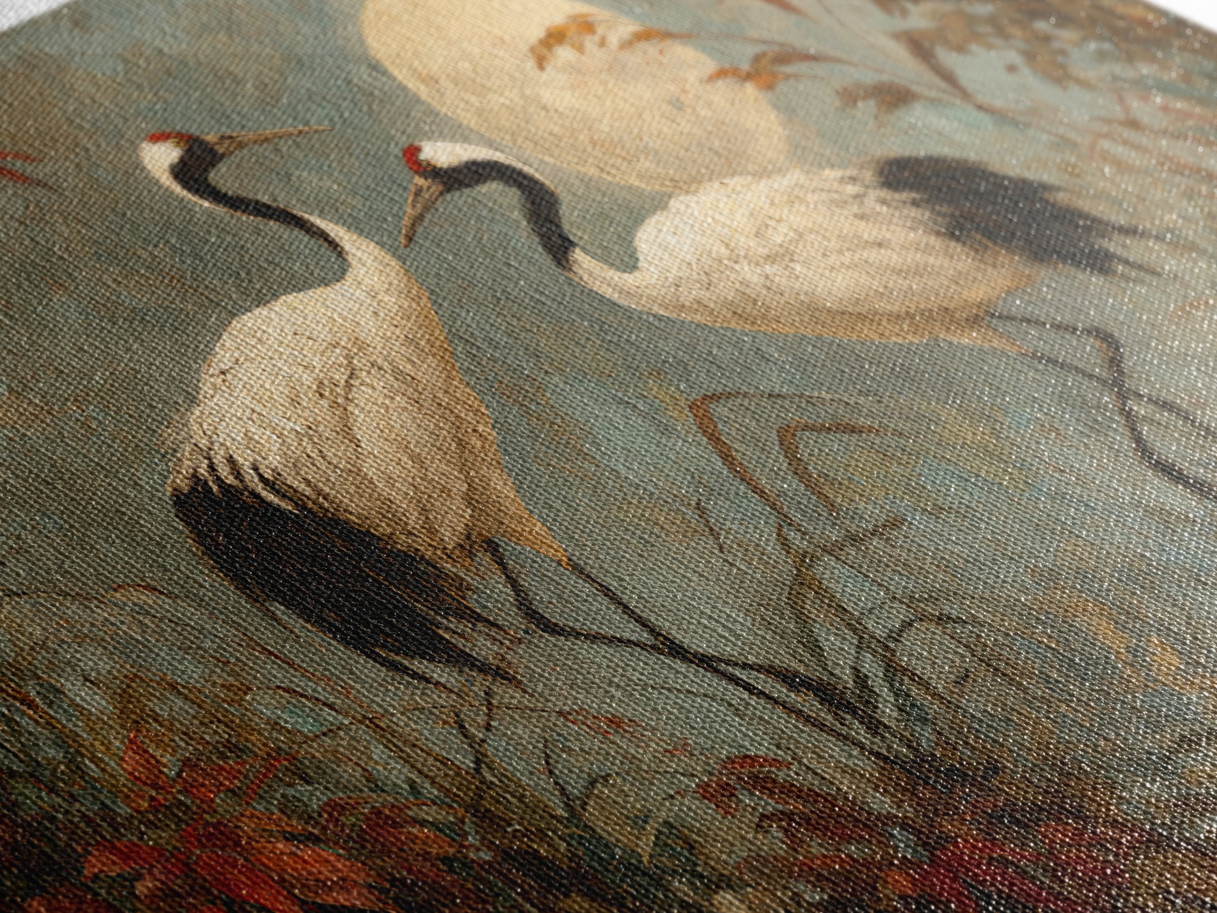 Pair of Cranes Dancing Canvas Print, Bird Art, Watercolor Painting, Living Room Decor, Oil Painting, Flight, Living Room Art, BIR-2x1-47