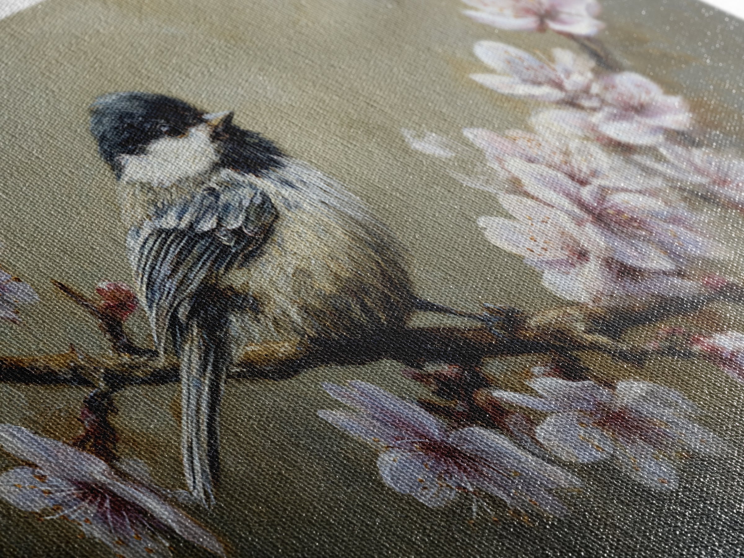 Songbird Perched on Cherry Blossoms Canvas Print, Bird Art, Printable Wall Art, Living Room Decor, Fine Art, Flight, Modern Art, BIR-2x1-52