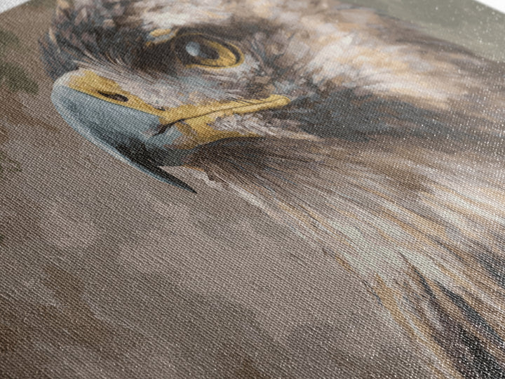 Eagle Portrait with Dramatic Mountain Wind Framed Canvas Print, Bird Art, Mid Century Modern, Living Room Decor, Flight, BIR-2x1-56