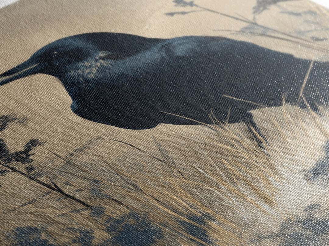 Raven Silhouette with Gothic Atmosphere Canvas Print, Bird Art, Farmhouse Decor, Living Room Decor, Fine Art, Flight, BIR-2x3-65