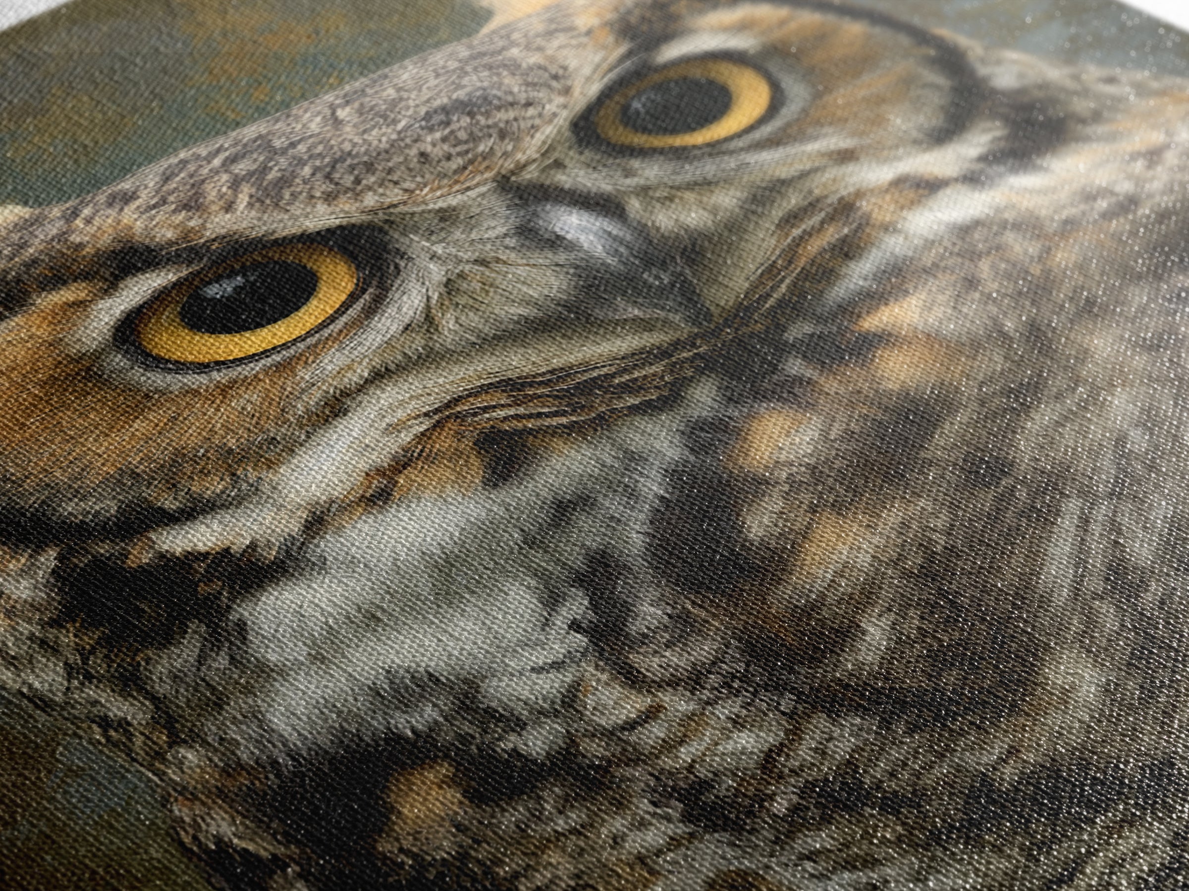 Owl Portrait with Wise Golden Eyes Framed Canvas Print, Bird Art, Boho Wall Decor, Living Room Decor, Fine Art, Flight, BIR-2x3-85