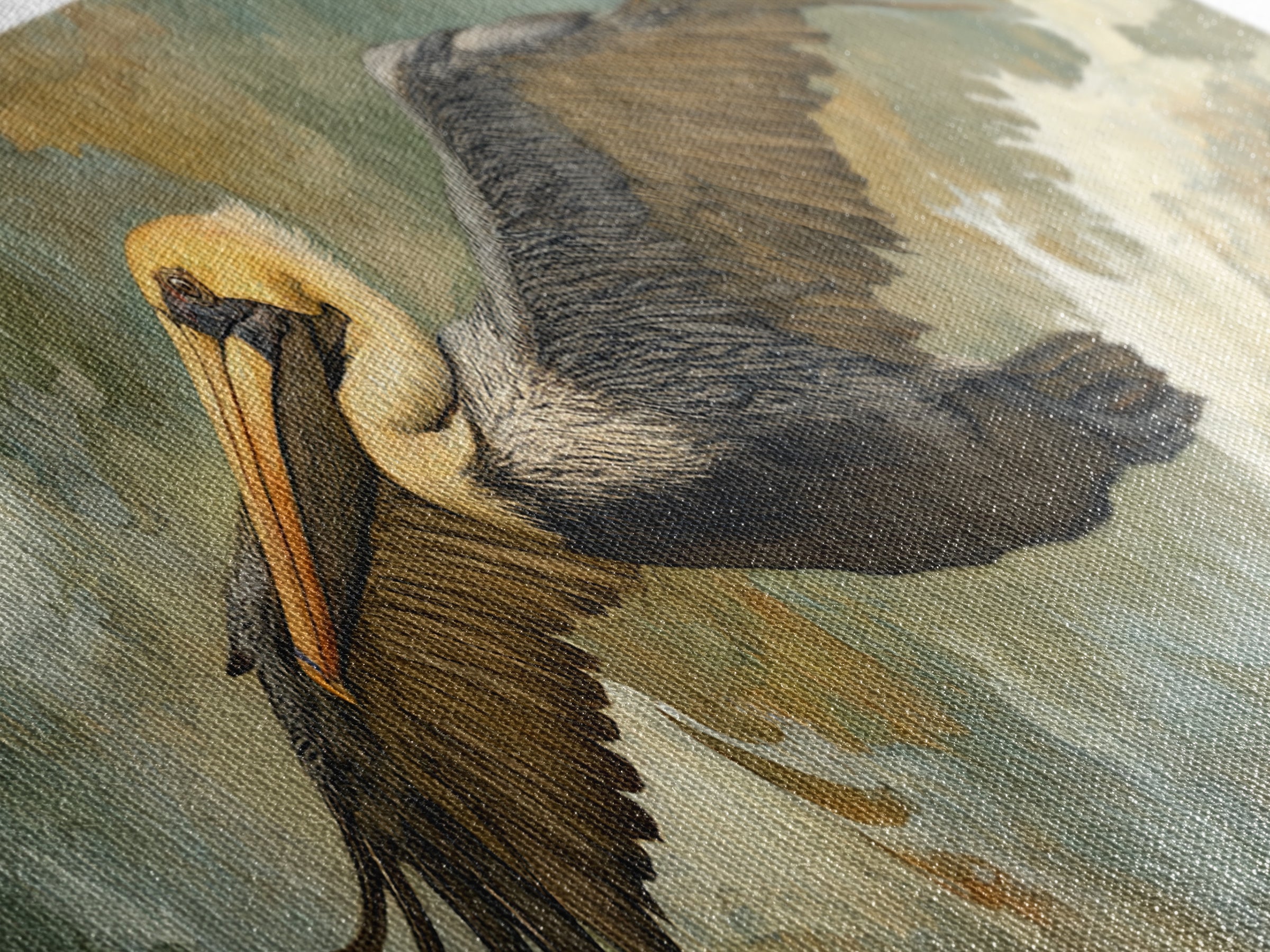Pelican Flying over Coastal Waves Framed Canvas Print, Bird Art, Home Decor, Living Room Decor, Flight, Modern Wall Art, BIR-3x1-10