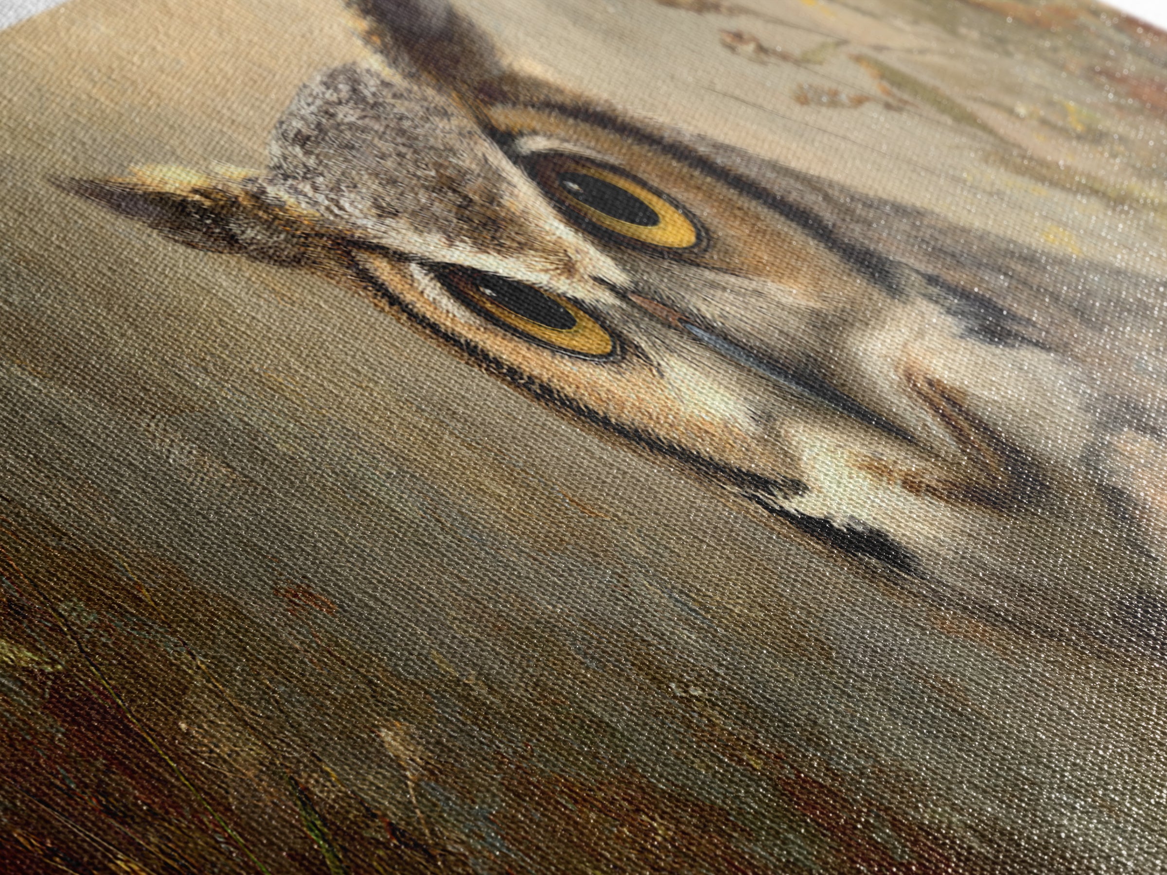 Owl Portrait with Wise Golden Eyes Framed Canvas Print, Bird Art, Living Room Art, Living Room Decor, Fine Art, Flight, BIR-3x1-69