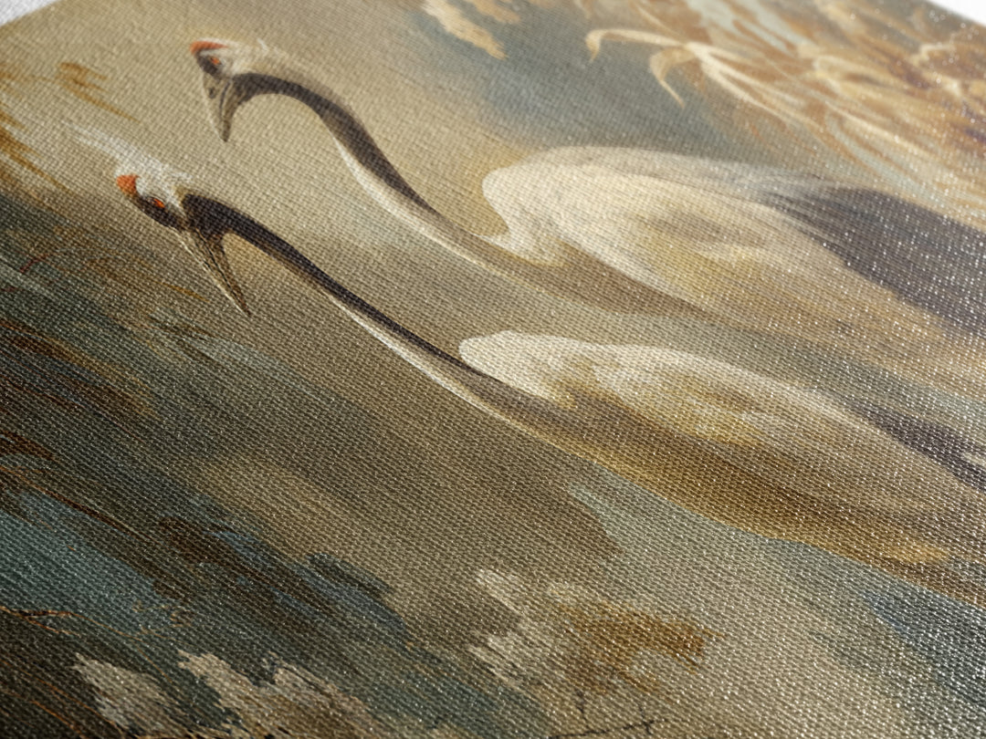 Pair of Cranes Dancing Canvas Print, Bird Art, Room Decor, Living Room Decor, Fine Art, Flight, Digital Print, Printable Art, BIR-3x1-91