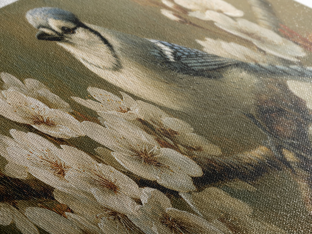 Songbird Perched on Cherry Blossoms Canvas Print, Bird Art, Neutral Decor, Living Room Decor, Fine Art, Flight, Wall Art, BIR-3x1-96