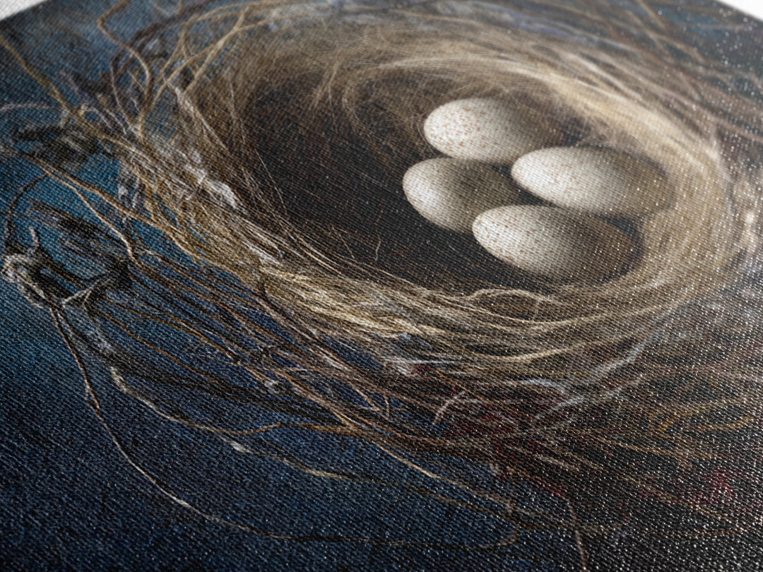 Bird Nest with Eggs and Delicate Twigs Framed Canvas Print, Bird Art, Printable Wall Art, Living Room Decor, Fine Art, Flight, BIR-3x2-2
