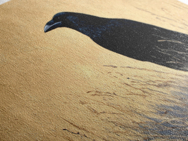 Raven Silhouette with Gothic Atmosphere Canvas Print, Bird Art, Mid Century Wall Art, Living Room Decor, Oil Painting, Flight, BIR-3x2-37