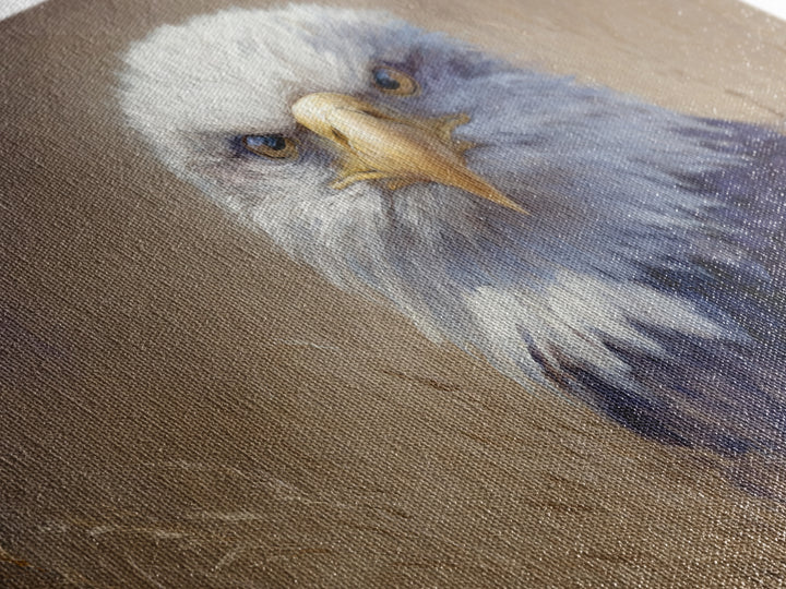 Eagle Portrait with Dramatic Mountain Wind Framed Canvas Print, Bird Art, Mcm Decor, Living Room Decor, Oil Painting, Flight, BIR-3x2-40