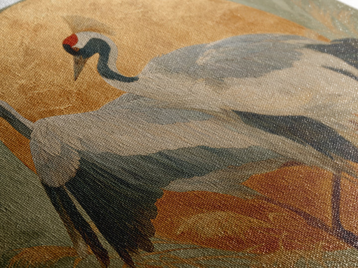 Pair of Cranes Dancing Framed Canvas Print, Bird Art, Digital Prints, Living Room Decor, Oil Painting, Flight, Modern Art, BIR-3x2-55