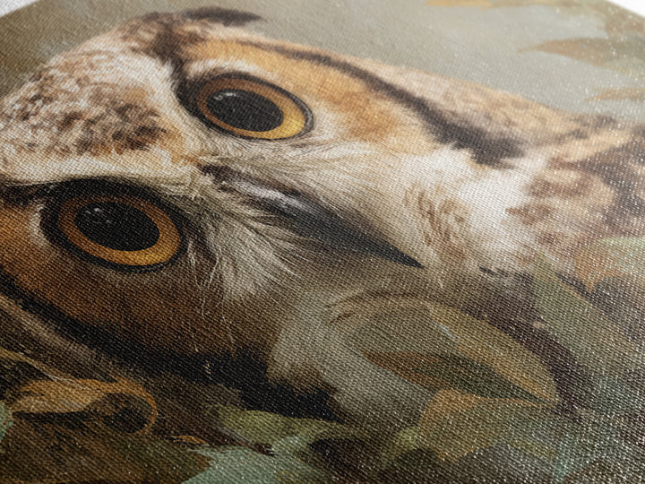 Owl Portrait with Wise Golden Eyes Canvas Print, Bird Art, Bird Prints, Living Room Decor, Fine Art, Flight, Modern Decor, BIR-3x2-57