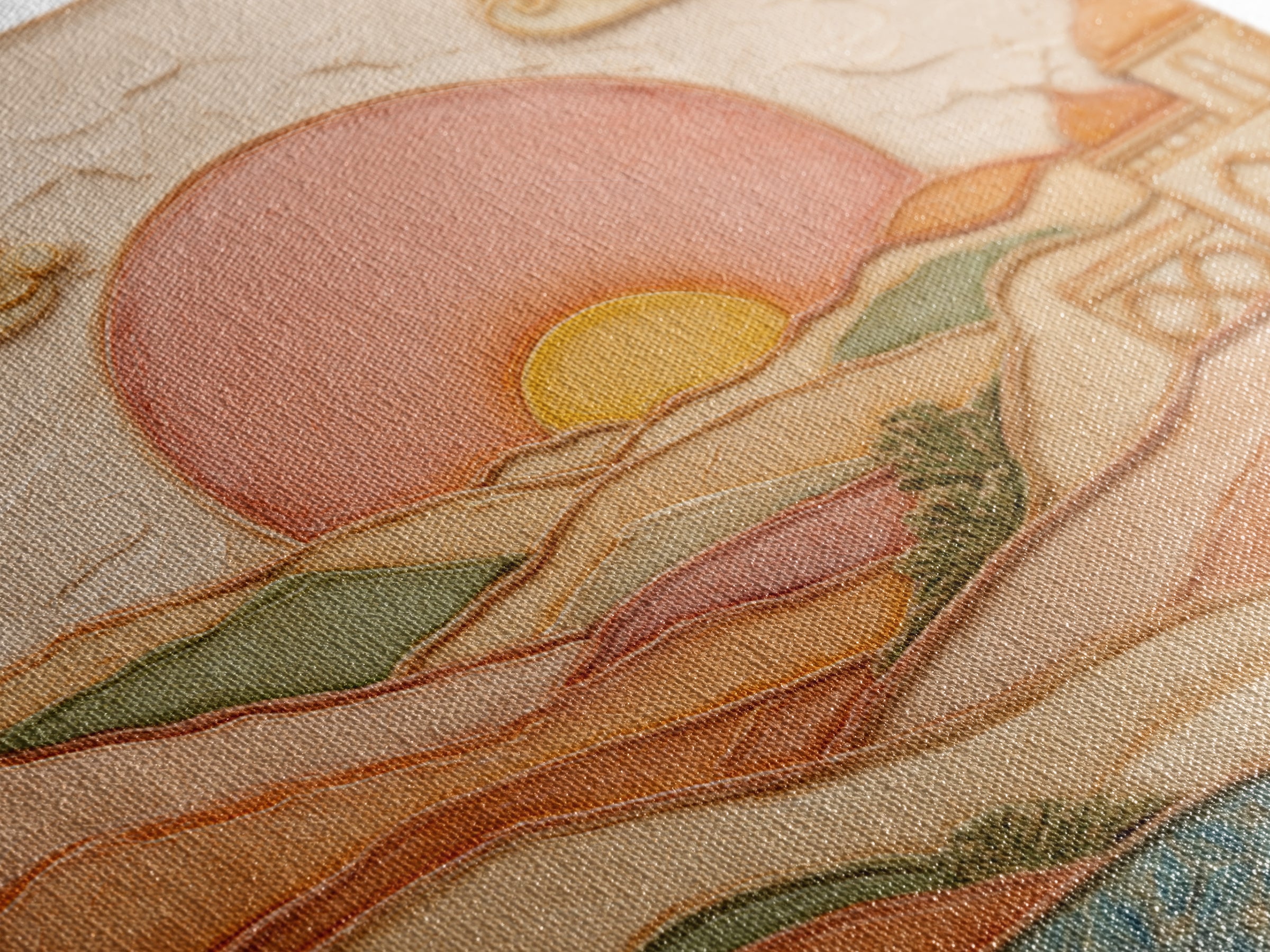 Sunrise over Rolling Dunes in Muted Peach Framed Canvas Print, Boho Art, Room Decor, Living Room Decor, Fine Art, Bohemian, BOH-1x1-21