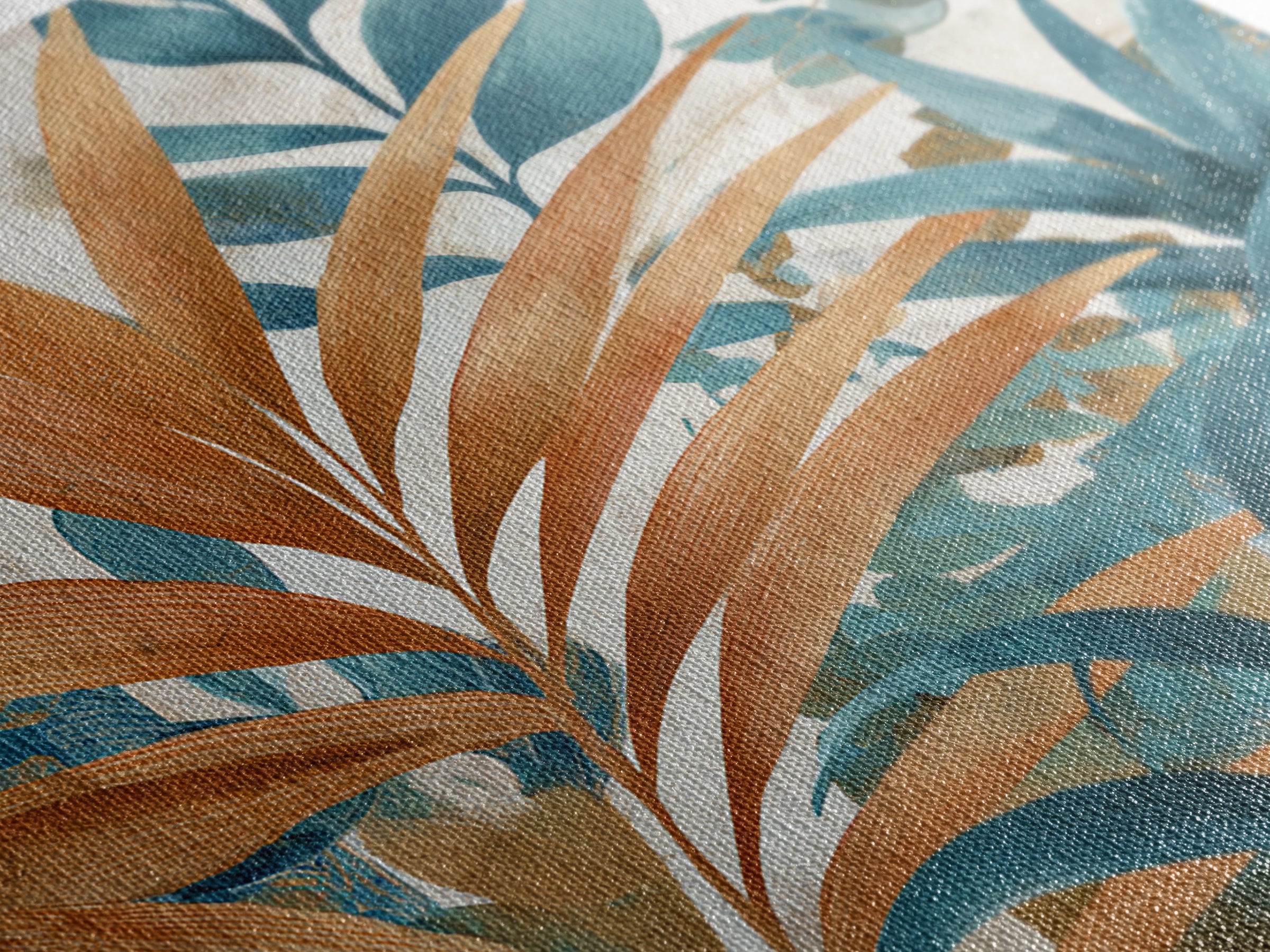 Terracotta Palm Leaves Framed Canvas Print, Boho Art, Wall Decor, Living Room Decor, Fine Art, Bohemian, Art Nouveau, BOH-1x1-29