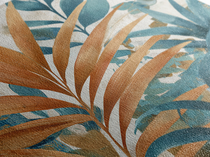 Terracotta Palm Leaves Framed Canvas Print, Boho Art, Wall Decor, Living Room Decor, Fine Art, Bohemian, Art Nouveau, BOH-1x1-29