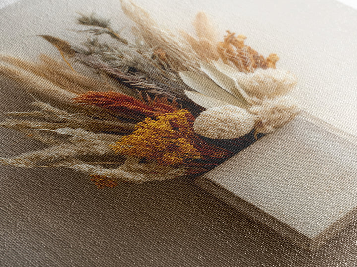 Bohemian Vase with Dried Pampas Grass Framed Canvas Print, Boho Art, Prints, Living Room Decor, Abstract Art, Bohemian, BOH-1x1-33