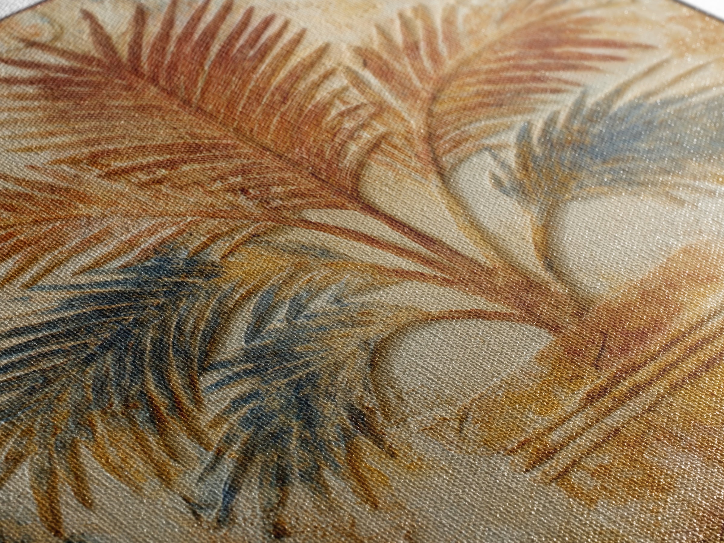Terracotta Palm Leaves Framed Canvas Print, Boho Art, Wall Decor, Living Room Decor, Fine Art, Bohemian, Art Nouveau, BOH-1x1-53