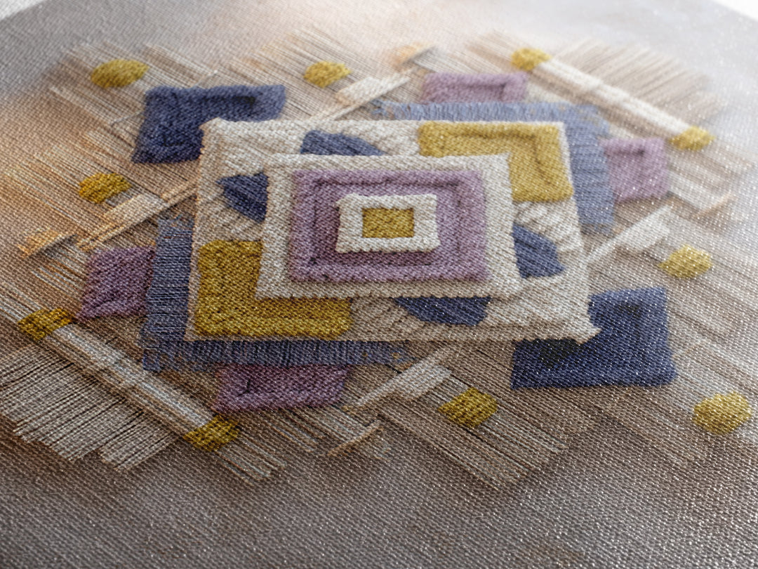 Macrame Geometric Fringe Pattern Canvas Print, Boho Art, Neutral Decor, Living Room Decor, Abstract Art, Bohemian, Wall Decor, BOH-1x1-55