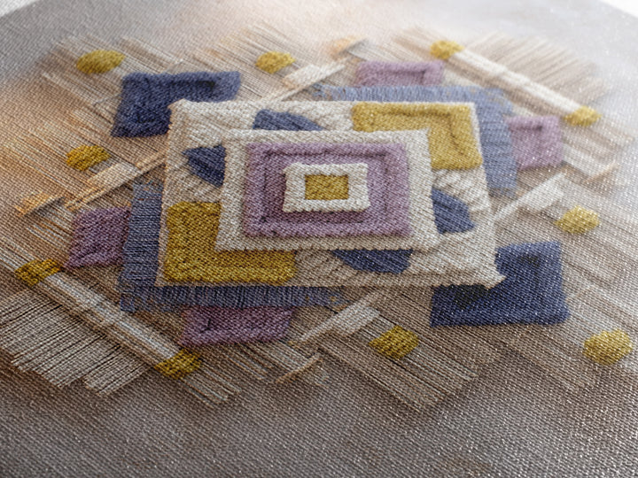 Macrame Geometric Fringe Pattern Canvas Print, Boho Art, Neutral Decor, Living Room Decor, Abstract Art, Bohemian, Wall Decor, BOH-1x1-55