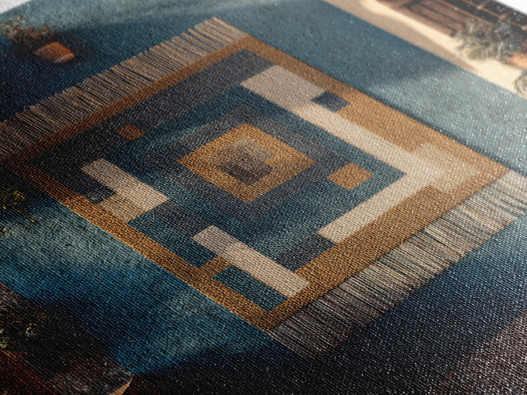Macrame Geometric Fringe Pattern Framed Canvas Print, Boho Art, Room Decor, Living Room Decor, Fine Art, Bohemian, Printable, BOH-1x1-79