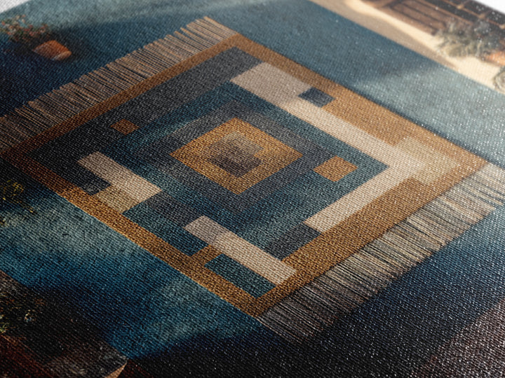 Macrame Geometric Fringe Pattern Framed Canvas Print, Boho Art, Room Decor, Living Room Decor, Fine Art, Bohemian, Printable, BOH-1x1-79
