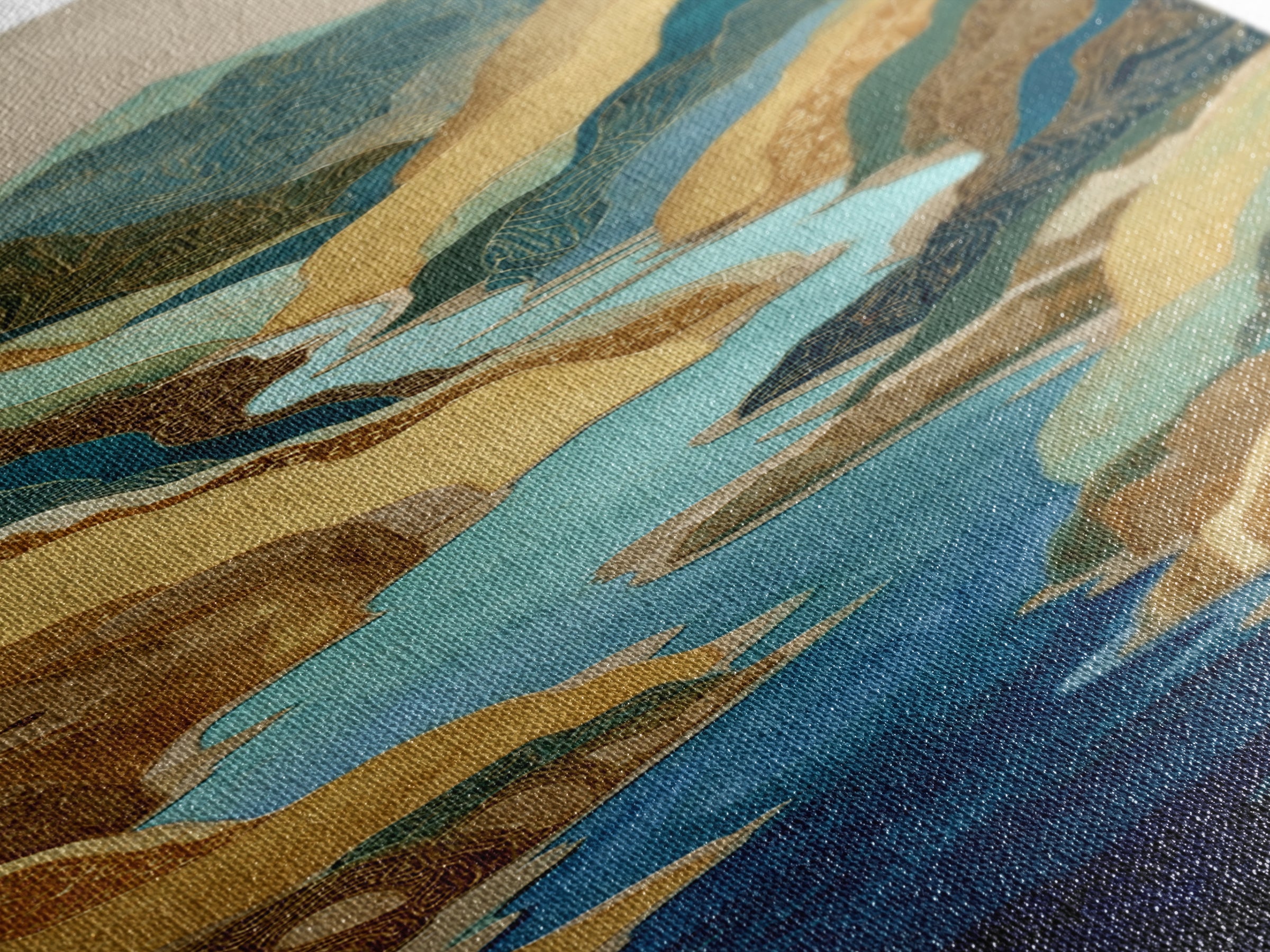 Earth Tone Mountain and River Abstraction Canvas Print, Boho Art, Wall Art Print, Living Room Decor, Fine Art, Bohemian, BOH-1x3-23