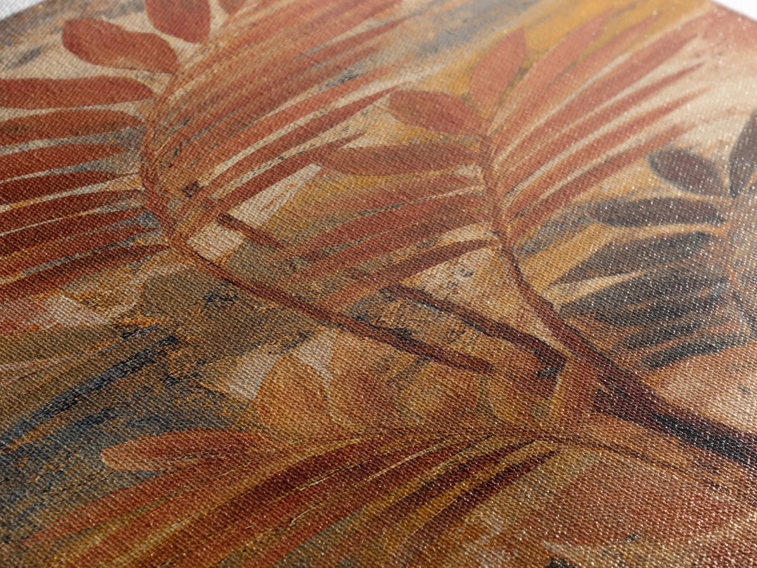 Terracotta Palm Leaves Canvas Print, Boho Art, Neutral Decor, Living Room Decor, Fine Art, Bohemian, Wall Decor, Prints, BOH-1x3-41