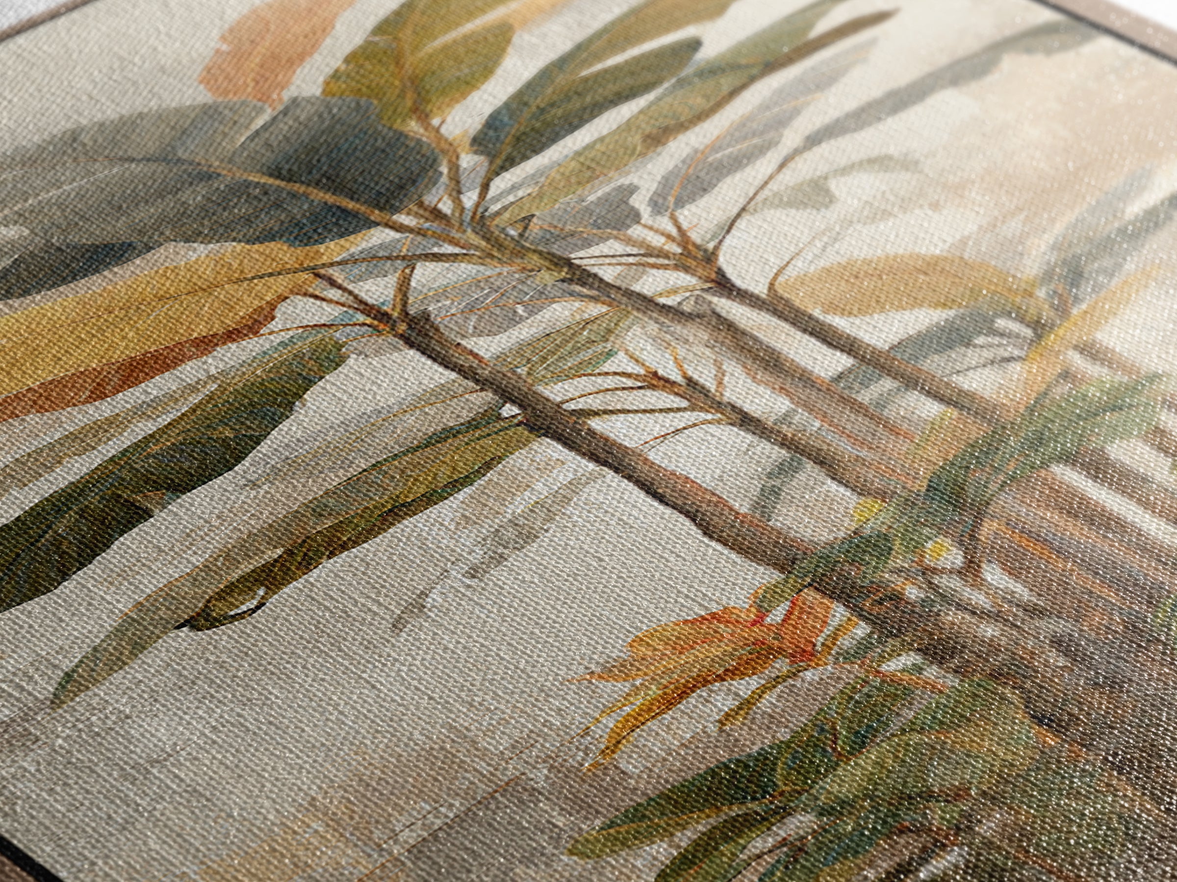 Terracotta Palm Leaves Canvas Print, Boho Art, Art Deco, Living Room Decor, Fine Art, Bohemian, Modern Wall Art, Boho Decor, BOH-1x3-65