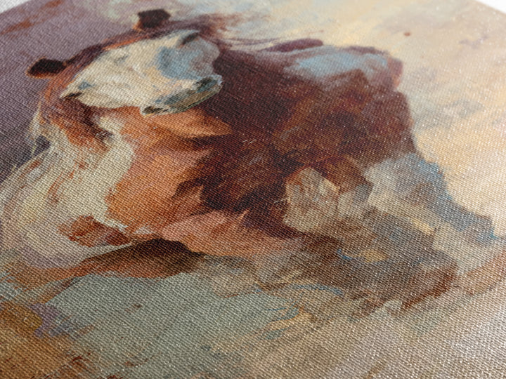 Wild Horse in Dusty Golden Light Canvas Print, Boho Art, Wall Print, Living Room Decor, Fine Art, Bohemian, Minimalist Decor, BOH-1x3-68