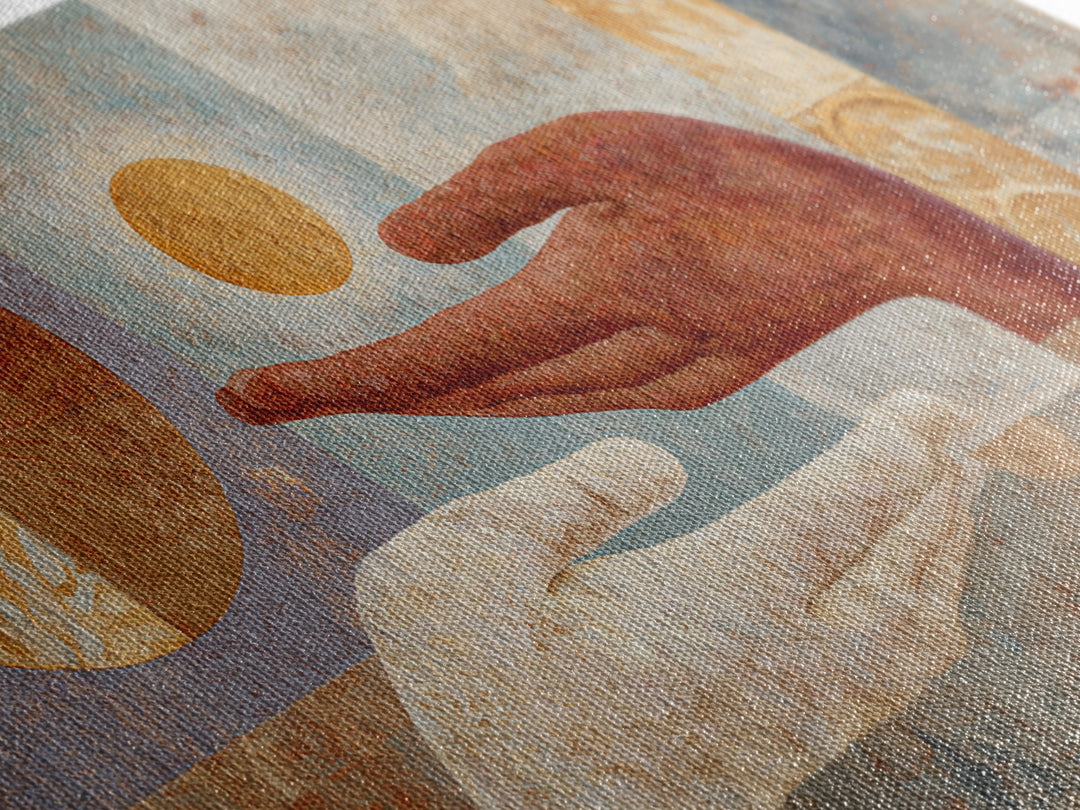 Mystic Hand Holding a Tiny Sun Canvas Print, Boho Art, Art, Living Room Decor, Abstract Art, Bohemian, Wallart, Art Nouveau, BOH-2x1-2