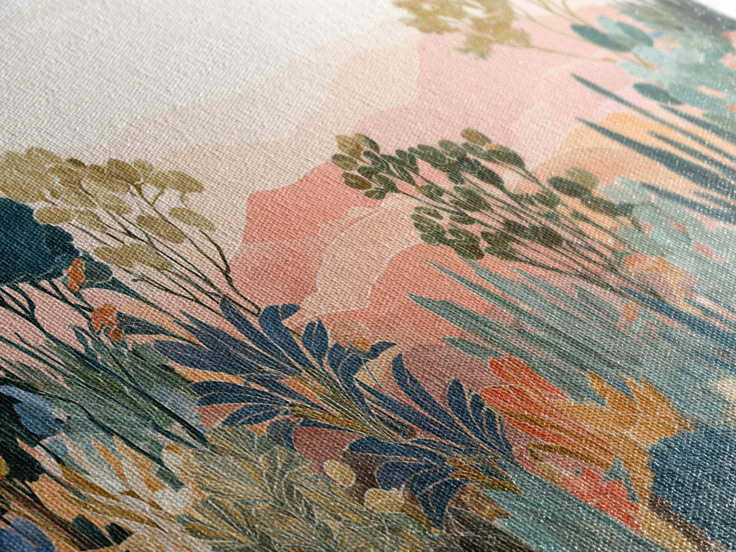 Sunrise over Rolling Dunes in Muted Peach Canvas Print, Boho Art, Art Deco, Living Room Decor, Bohemian, Modern Wall Art, BOH-2x1-41