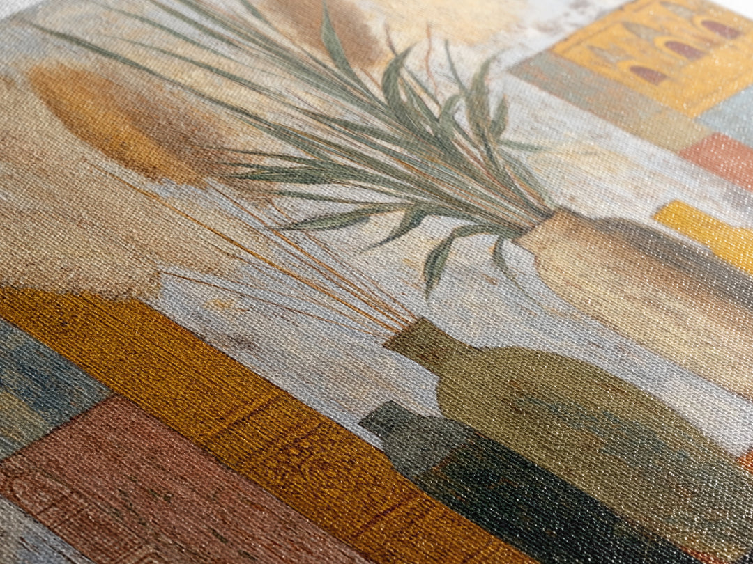Bohemian Vase with Dried Pampas Grass Canvas Print, Boho Art, Abstract Wall Art, Living Room Decor, Oil Painting, Bohemian, BOH-2x1-53