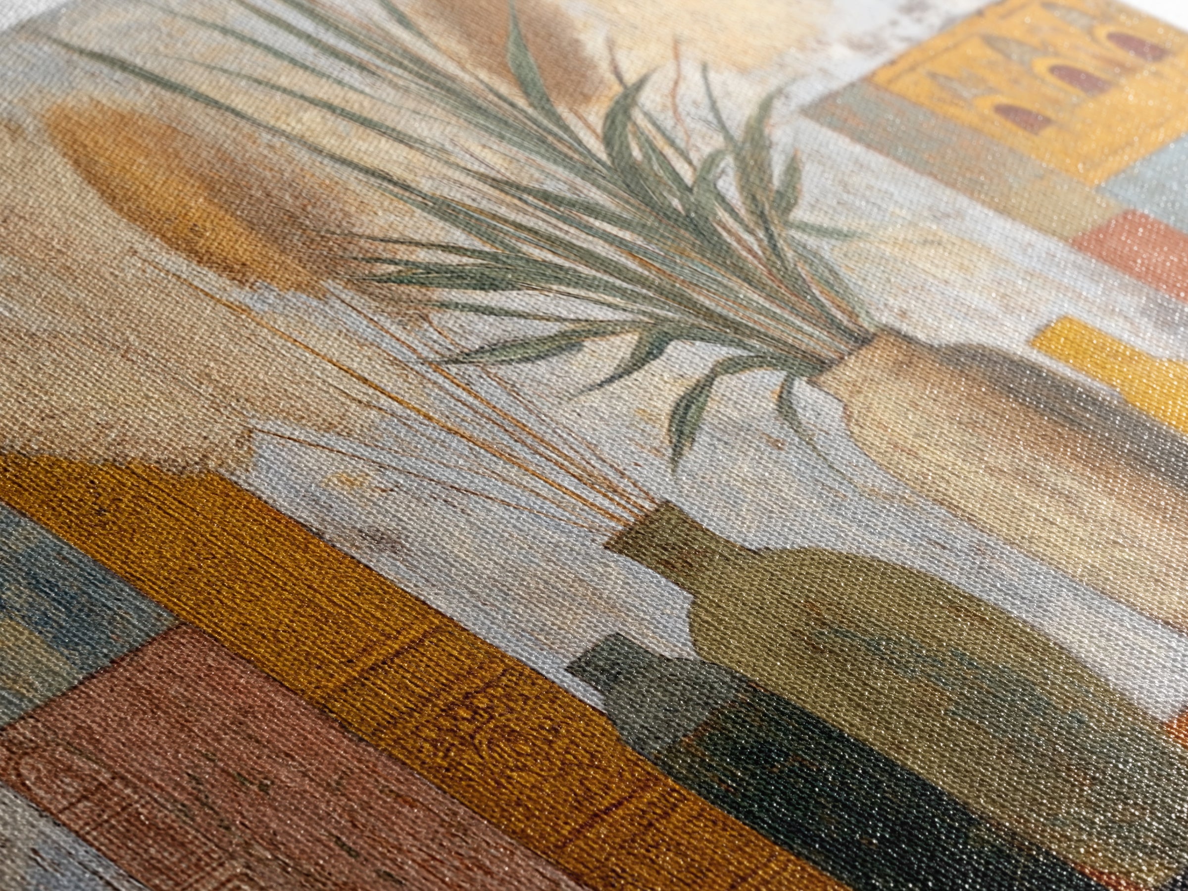 Bohemian Vase with Dried Pampas Grass Canvas Print, Boho Art, Abstract Wall Art, Living Room Decor, Oil Painting, Bohemian, BOH-2x1-53