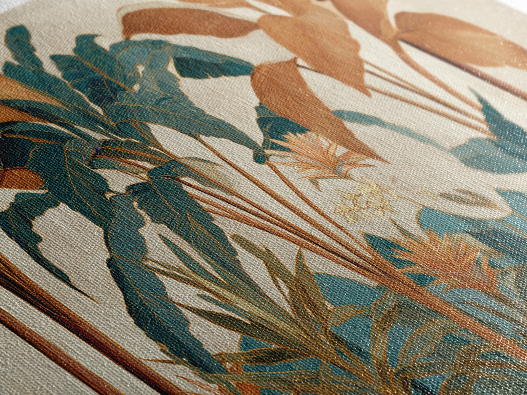 Terracotta Palm Leaves Canvas Print, Boho Art, Living Room Decor, Bohemian, Modern Decor, Fine Art Print, Statement Artwork, BOH-2x1-73