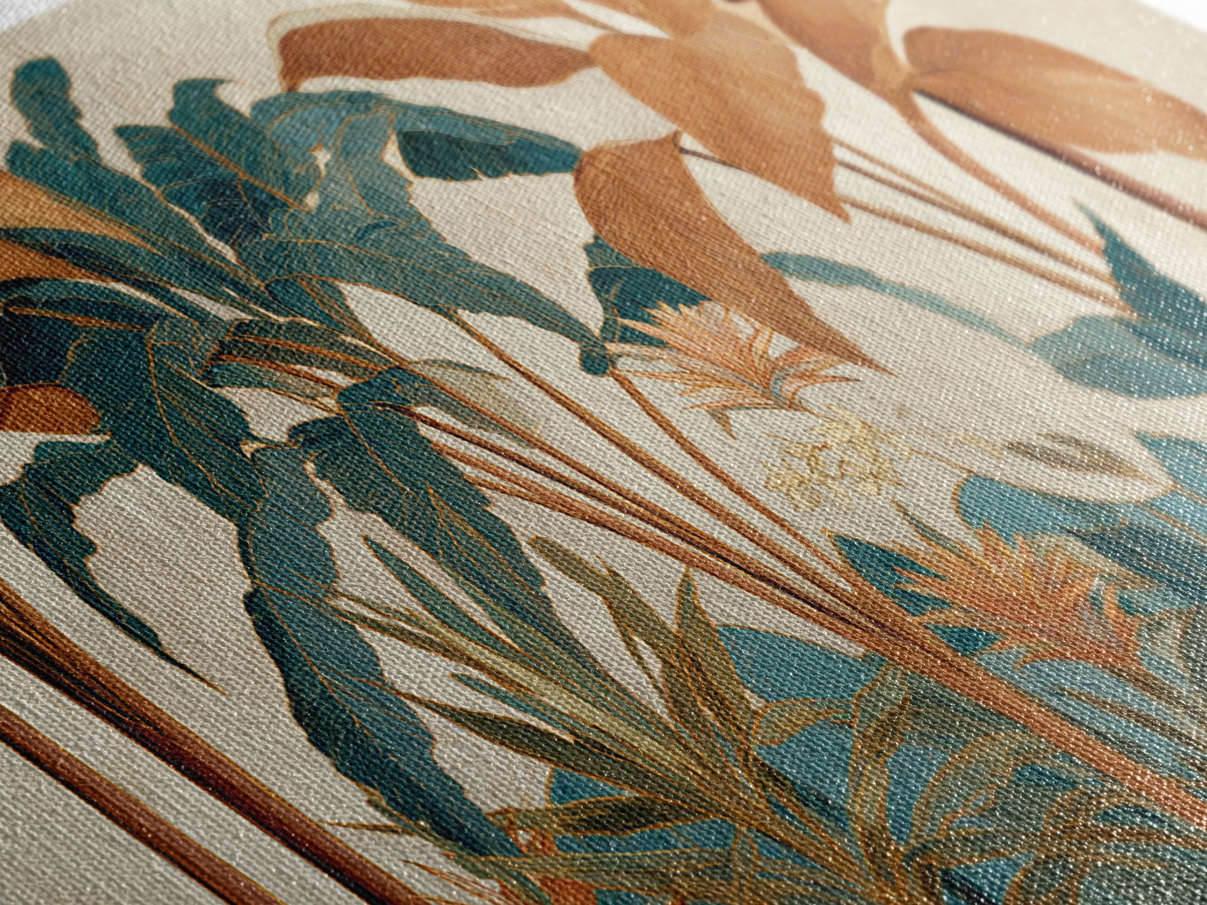 Terracotta Palm Leaves Canvas Print, Boho Art, Living Room Decor, Bohemian, Modern Decor, Fine Art Print, Statement Artwork, BOH-2x1-73