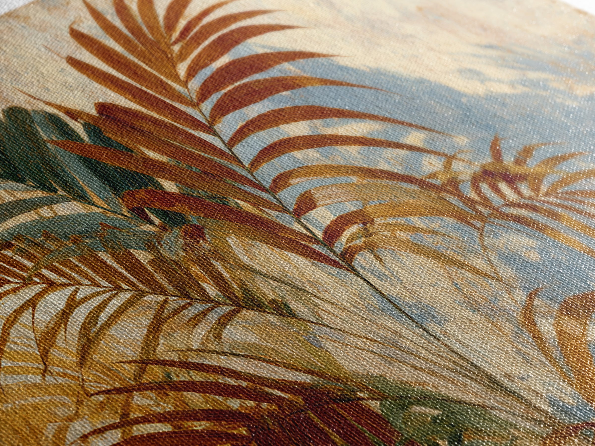 Terracotta Palm Leaves Framed Canvas Print, Boho Art, Boho Decor, Living Room Decor, Fine Art, Bohemian, Textured Painting, BOH-2x1-97