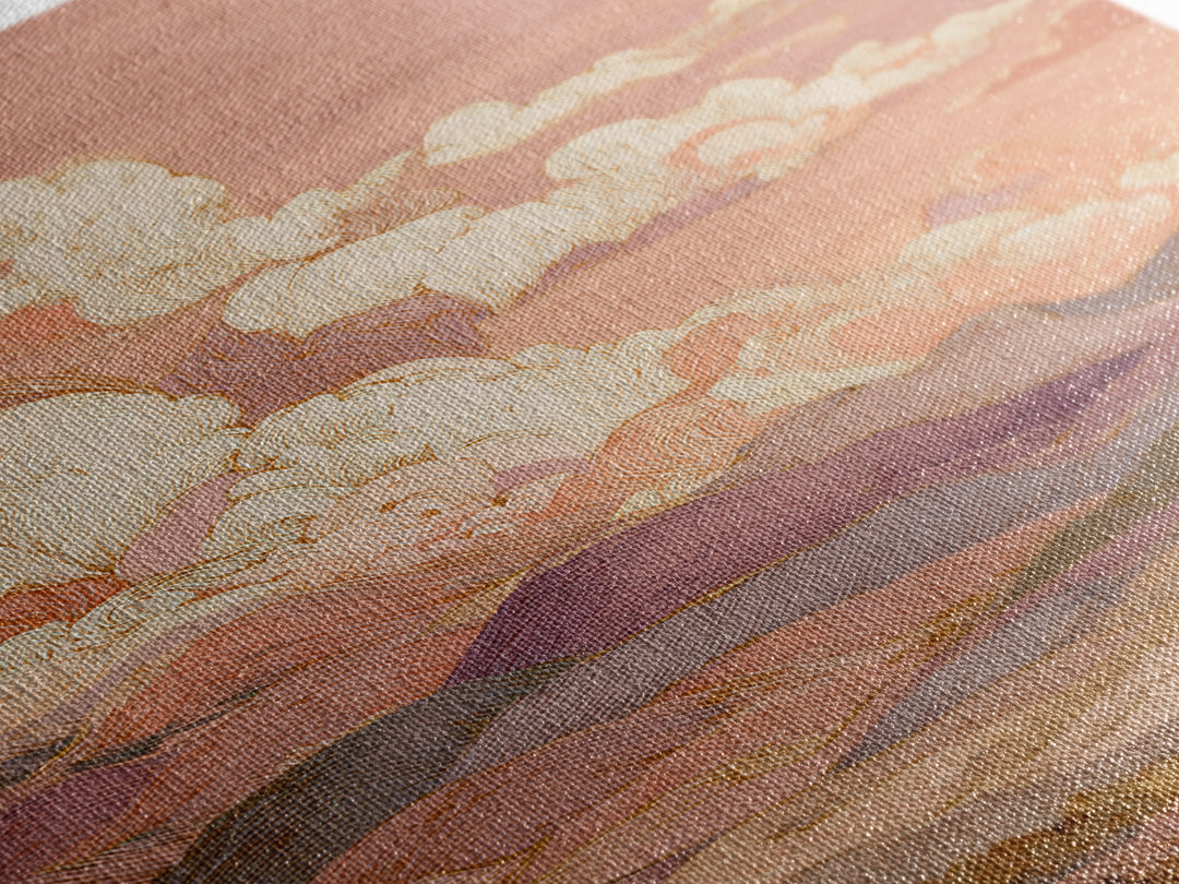 Sunrise over Rolling Dunes in Muted Peach Canvas Print, Boho Art, Abstract Art, Living Room Decor, Watercolor Art, Bohemian, BOH-2x3-5