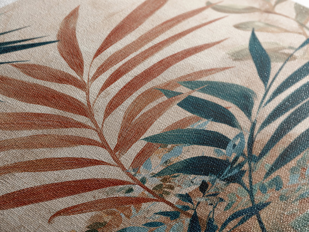Terracotta Palm Leaves Canvas Print, Boho Art, Wall Art Print, Living Room Decor, Fine Art, Bohemian, Luxury Decor, BOH-2x3-61