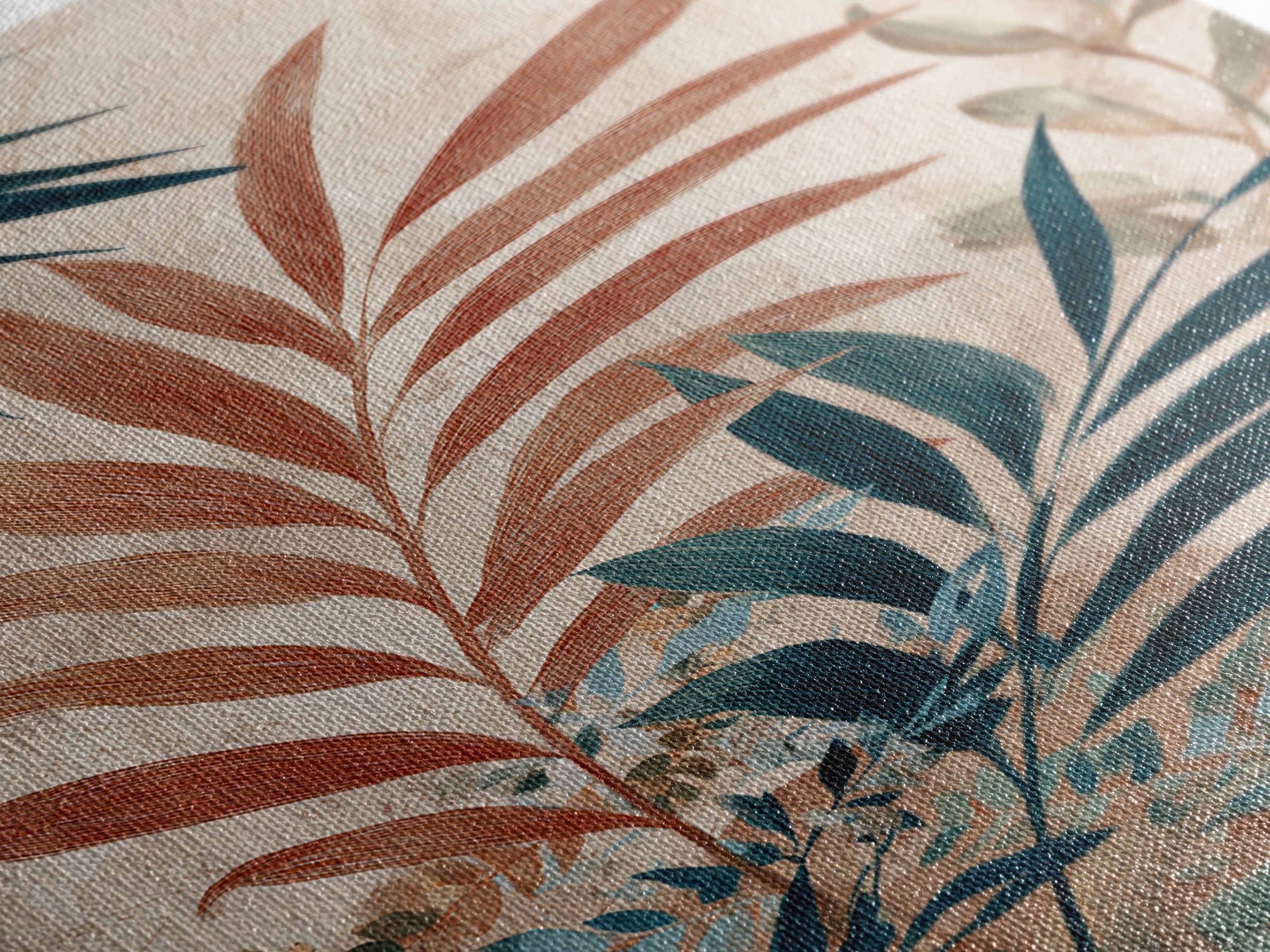 Terracotta Palm Leaves Canvas Print, Boho Art, Wall Art Print, Living Room Decor, Fine Art, Bohemian, Luxury Decor, BOH-2x3-61