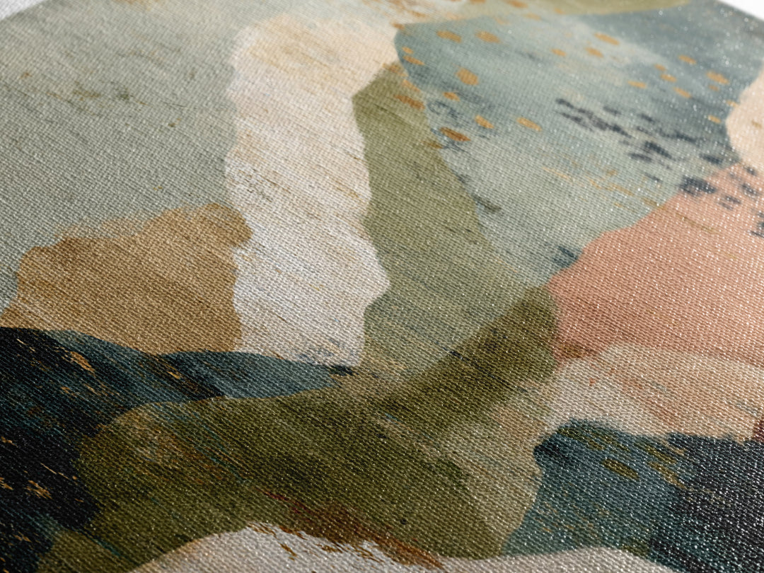 Earth Tone Mountain and River Abstraction Canvas Print, Boho Art, Luxury Decor, Living Room Decor, Fine Art, Bohemian, BOH-3x1-3