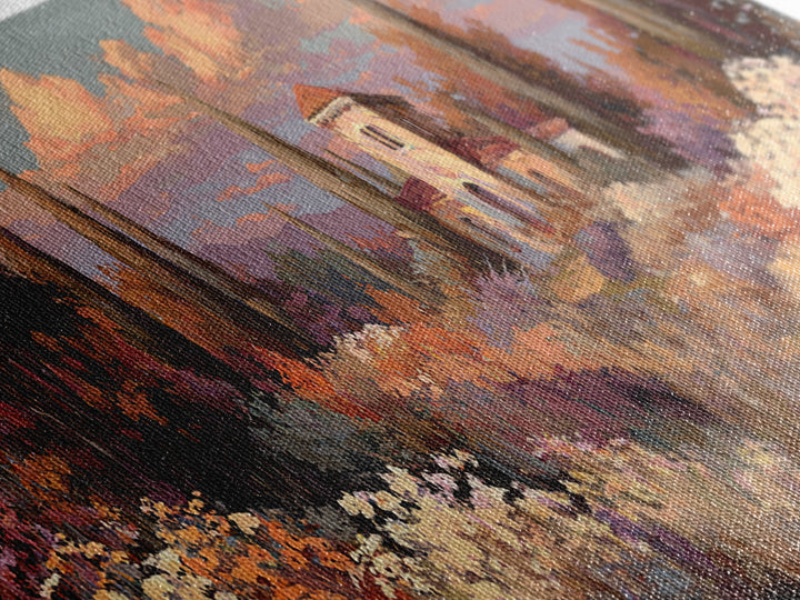 Burnt Orange Floral Field at Sunset Framed Canvas Print, Boho Art, Boho Wall Art, Living Room Decor, Fine Art, Bohemian, BOH-3x1-5