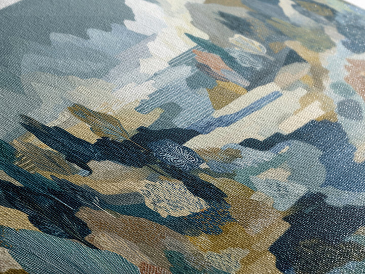 Earth Tone Mountain and River Abstraction Framed Canvas Print, Boho Art, Boho, Living Room Decor, Oil Painting, Bohemian, BOH-3x1-51