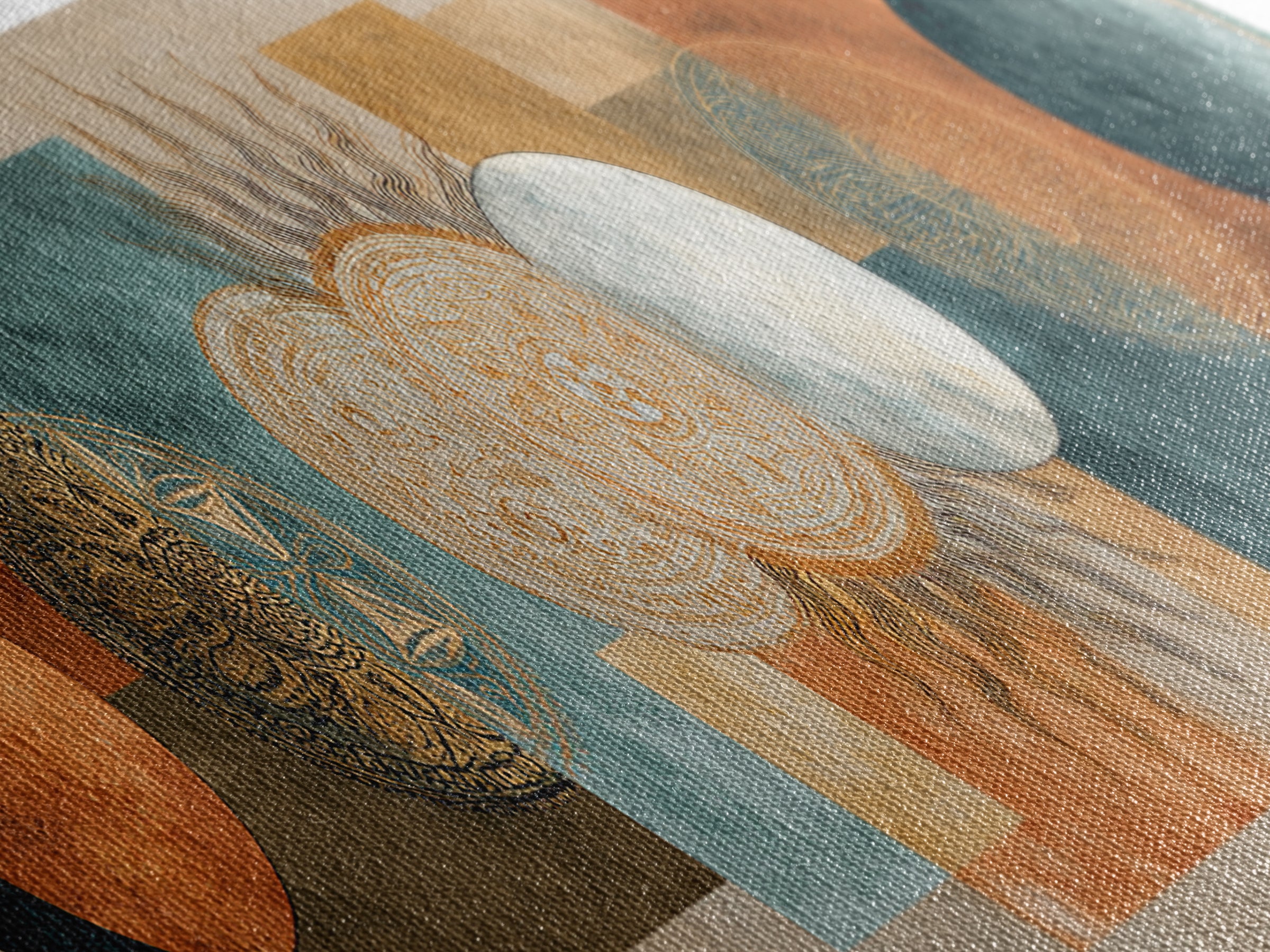 Sun and Moon Celestial Folk Motif Canvas Print, Boho Art, Neutral Decor, Living Room Decor, Fine Art, Bohemian, Wall Decor, BOH-3x1-98