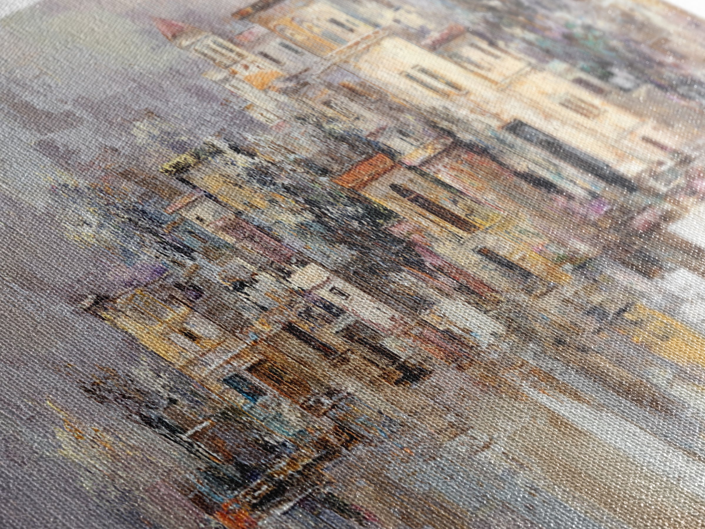 Earth Tone Mountain and River Abstraction Framed Canvas Print, Boho Art, Living Room Decor, Oil Painting, Bohemian, BOH-3x1-99