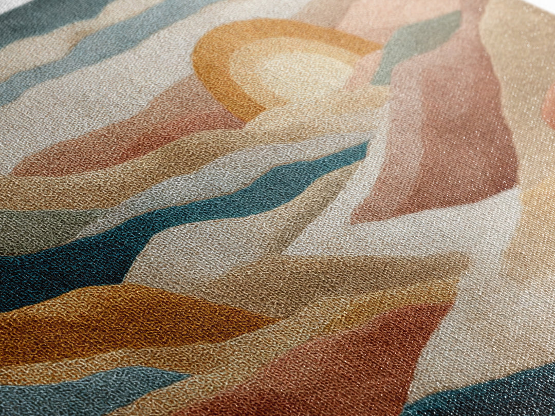 Sunrise over Rolling Dunes in Muted Peach Canvas Print, Boho Art, Wall Print, Living Room Decor, Bohemian, Minimalist Decor, BOH-3x2-1