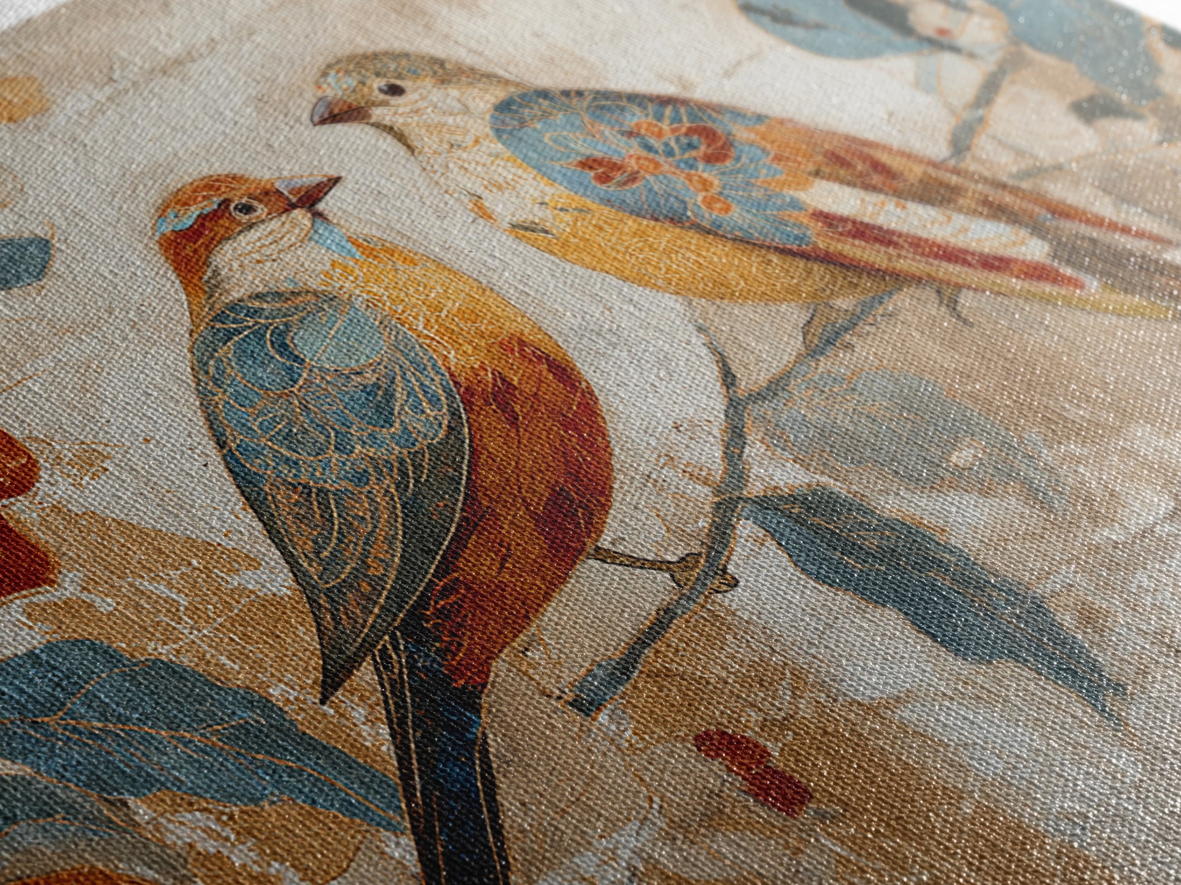 Boho Bird Pair Canvas Print, Boho Art, Mid Century Modern, Living Room Decor, Fine Art, Bohemian, Boho Wall Art, Garden Art, BOH-3x2-72