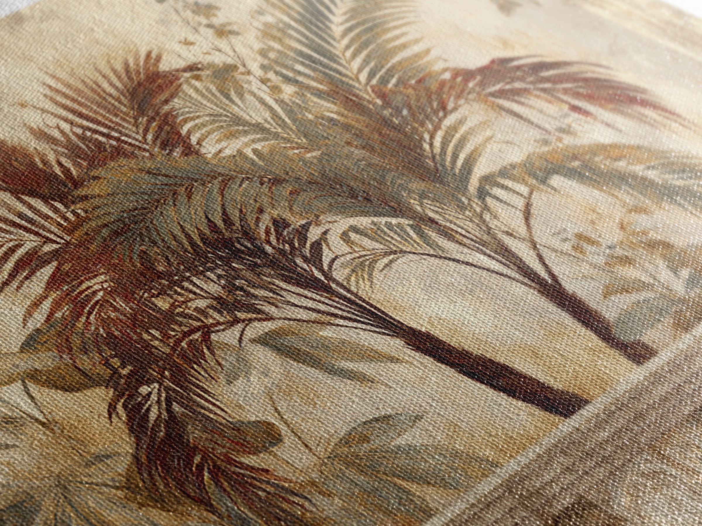 Terracotta Palm Leaves Framed Canvas Print, Boho Art, Contemporary Art, Living Room Decor, Fine Art, Bohemian, Art Deco, BOH-3x2-81
